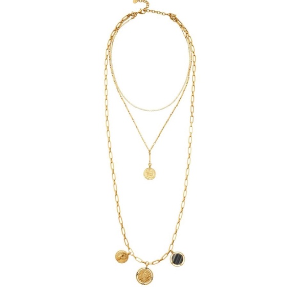 NEW Stella & Dot Gold Dez Pendant 3 in 1 Necklace - Picture 1 of 6